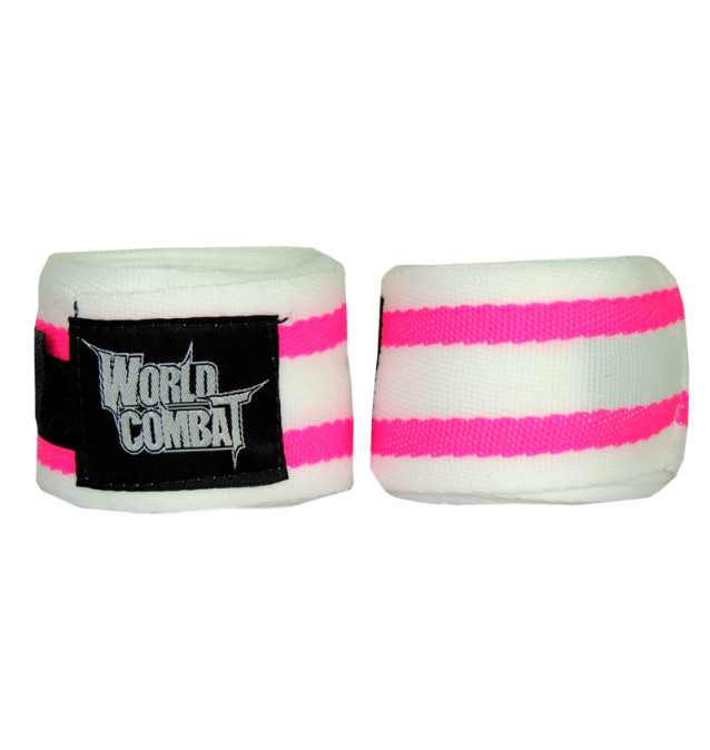 Bandagem Elástica World Combat - Branco e Rosa