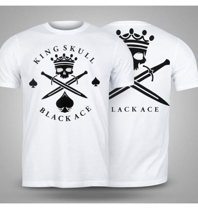 Camiseta Black Ace King Skull - Branco