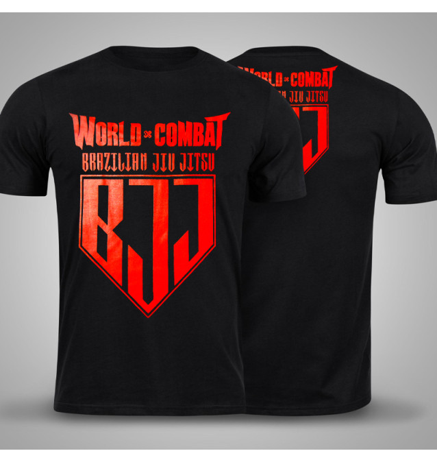 Camiseta World Combat BJJ Competidor - Preto e Vermelho