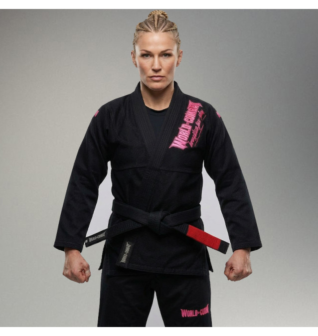Kimono World Combat BJJ - Preto e Rosa