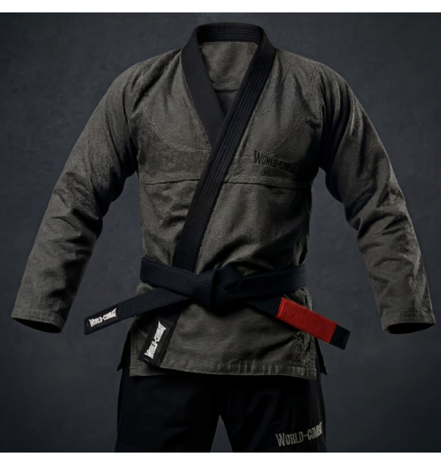 Kimono World Combat Jiu-Jitsu Shield - Chumbo e Preto