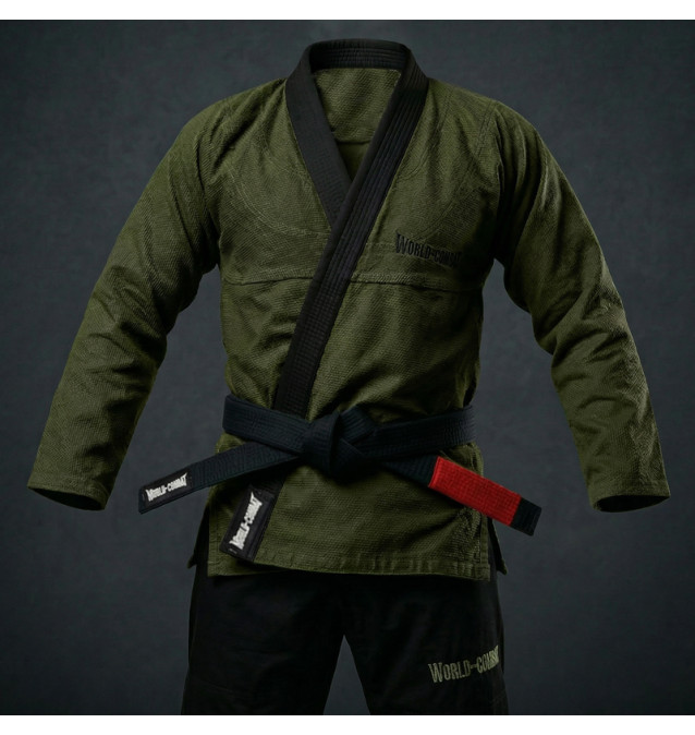 Kimono World Combat Jiu-Jitsu Shield - Verde e Preto