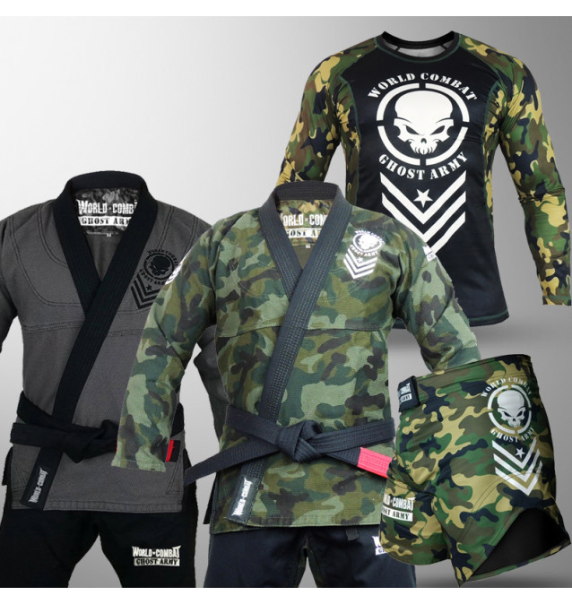 Kit: 2 Kimono World Combat Ghost Army + Rash Guard World Combat Ghost Army + Fight Short World Combat Ghost Army