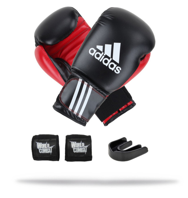 Kit Fight: Luva Adidas Response Preto + Bandagem + Bucal