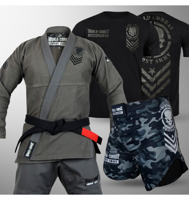 Kit: Kimono World Combat Ghost Army + Camiseta World Combat Ghost Army + Short World Combat Ghost Army