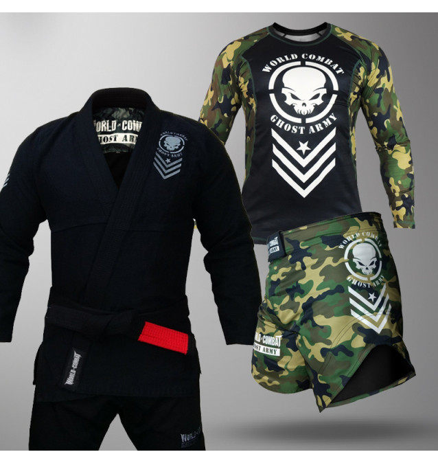 Kit: Kimono World Combat Ghost Army + Rash Guard + Short