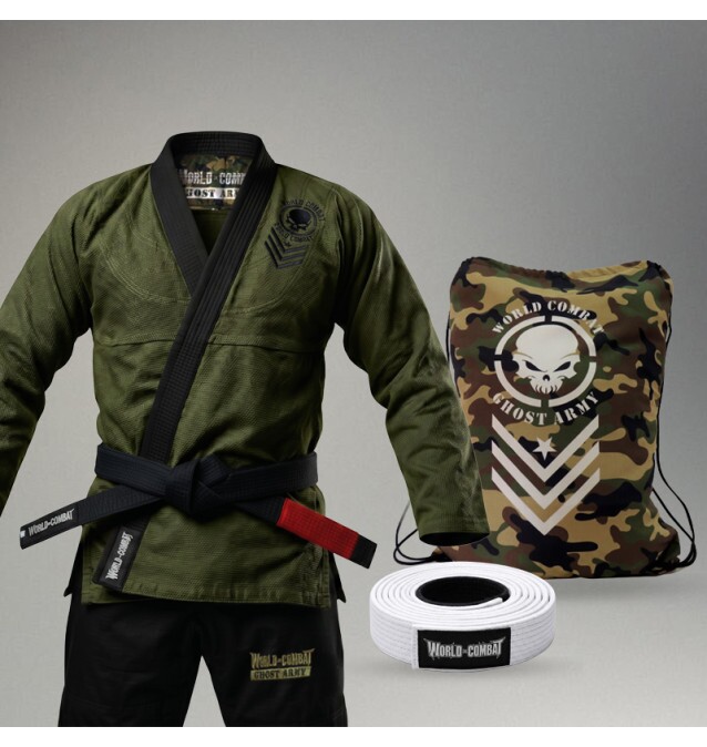 Kit: Kimono World Combat Ghost Army + Faixa World Combat + Mochila World Combat