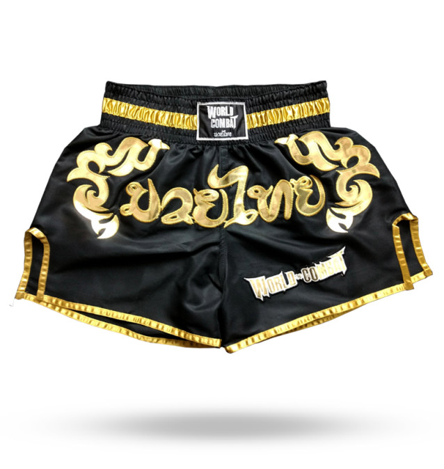 Short Muay Thai World Combat Thailand Style - Black Gold