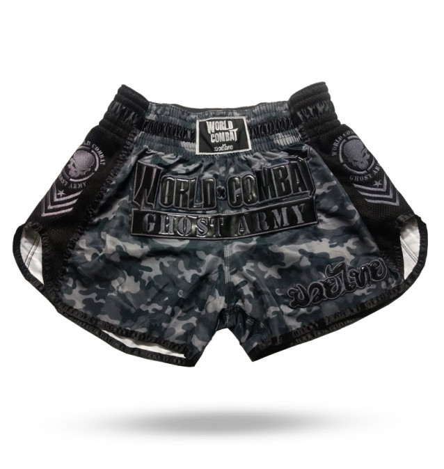 Short Muay Thai World Combat Ghost Army - Camuflado Cinza