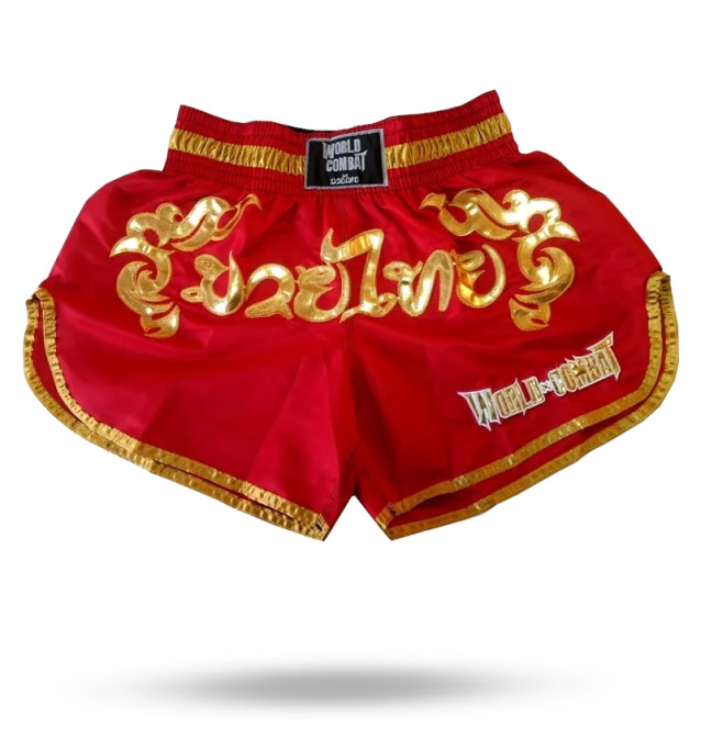Short Muay Thai World Combat Thailand Style - Red e Gold
