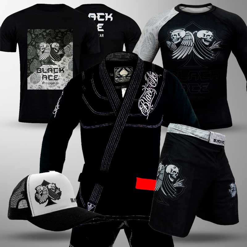 Kimono Xadrez + Faixa BJJ + Rash Guards + Bermuda NO-GI - BRANCO