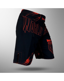 Bermuda World Combat BJJ Competidor - Preto e Vermelho