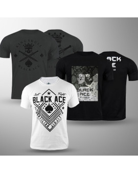 Kit 3 Camisetas Black Ace: King Skull + Just Fight + Heaven & Hell