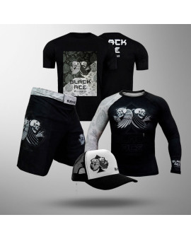 Kit Black Ace Heaven & Hell: Rash Guard + Bermuda + Camiseta + Boné