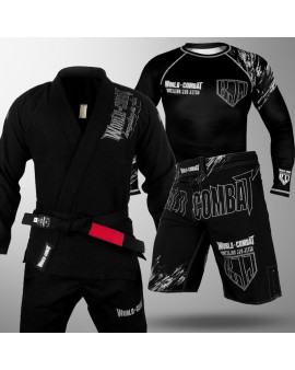 Kit: Kimono World Combat BJJ + Rash Guard BJJ Competidor + Bermuda BJJ Competidor