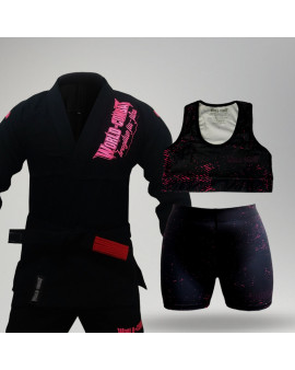 Kit: Kimono World Combat BJJ + Top Feminino + Short Feminino