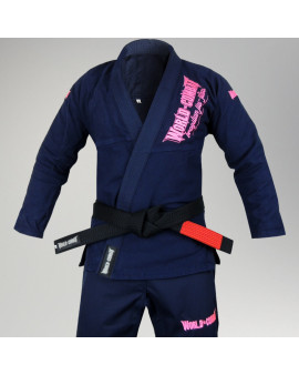 Kimono World Combat BJJ - Azul Marinho e Rosa