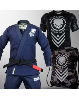 Kit: Kimono World Combat Ghost Army + Mochila World Combat Ghost Army + Rash Guard World Combat Ghost Army