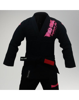 Kimono World Combat BJJ - Preto e Rosa