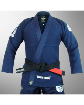 Kimono World Combat New Let's Roll - Marinho e Branco