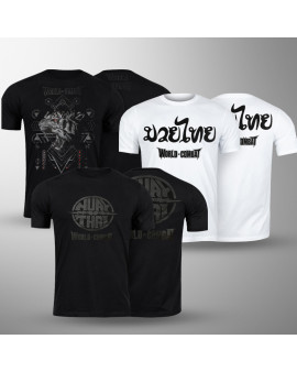 Kit 3 Camisetas World Combat: Muay Thai + Black Tiger + Muay Thai