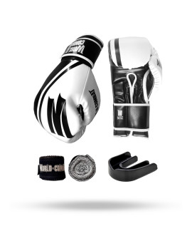 Kit: Luva World Combat Pro Serie Branca + Bucal + Bandagem