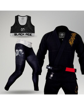 Kit: Kimono Black Ace Player + Calça Legging Feminina + Top Feminino Black Ace