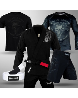 Kit Liberty or Death: Kimono World Combat BJJ+ Rash Guard + Camiseta + Bermuda + Faixa 