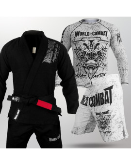 Kit: Kimono World Combat BJJ + Rash Guard Beast Mode + Bermuda Beast Mode 