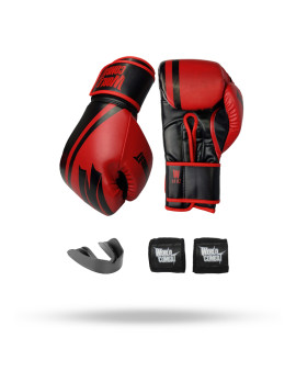 Kit: Luva World Combat Pro Serie Vermelho + Bucal + Bandagem