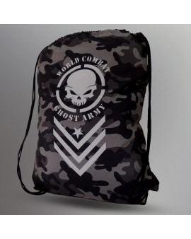 Mochila World Combat Ghost Army - Preto e Camuflado Chumbo