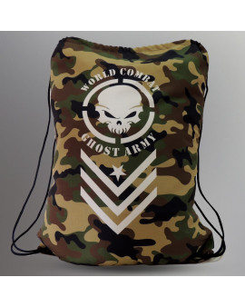 Mochila World Combat Ghost Army - Preto e Camuflado Verde