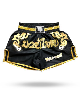 Short Muay Thai World Combat Thailand Style - Black Gold