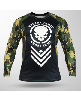 Rash Guard World Combat Ghost Army - Preto e Camuflado Verde