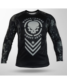 Rash Guard World Combat Ghost Army - Preto e Camuflado Chumbo