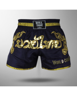 Short Muay Thai World Combat Thailand Style - Navy Gold