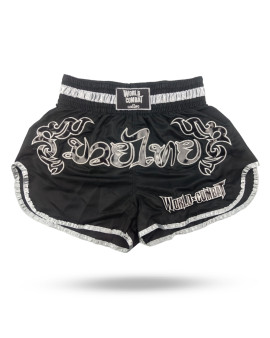 Short Muay Thai World Combat Shock - Preto e Prata