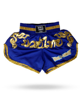 Short Muay Thai World Combat Thailand Style - Azul e Dourado