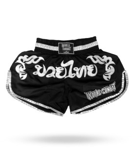 Short Muay Thai World Combat Thailand Style - Preto e Branco