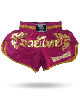 Short Muay Thai World Combat Thailand Style - Pink Gold