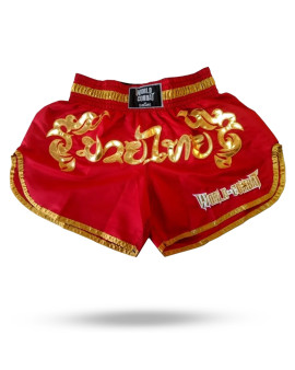 Short Muay Thai World Combat Thailand Style - Red e Gold