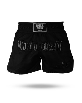 Short Muay Thai World Combat Thailand Style Retro - Black in Black