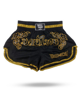 Short Muay Thai World Combat Shock - Preto e Dourado