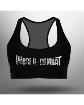 Top Feminino World Combat Logo - Preto