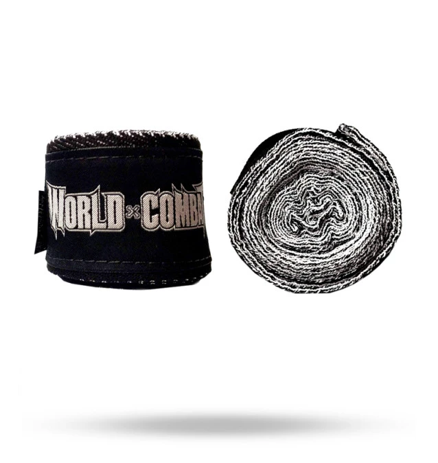 Bandagem 5 METROS Elástica World Combat - Preto e Branco 