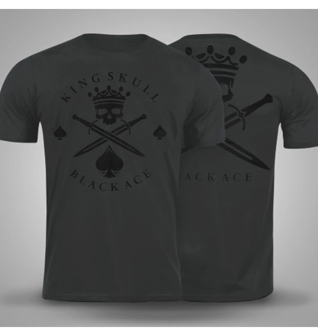 Camiseta Black Ace King Skull - Chumbo