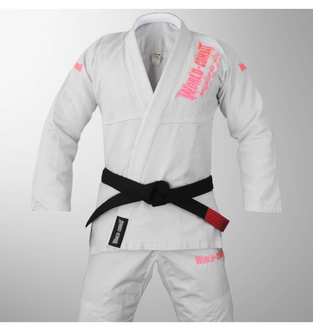 Kimono World Combat BJJ - Branco e Rosa