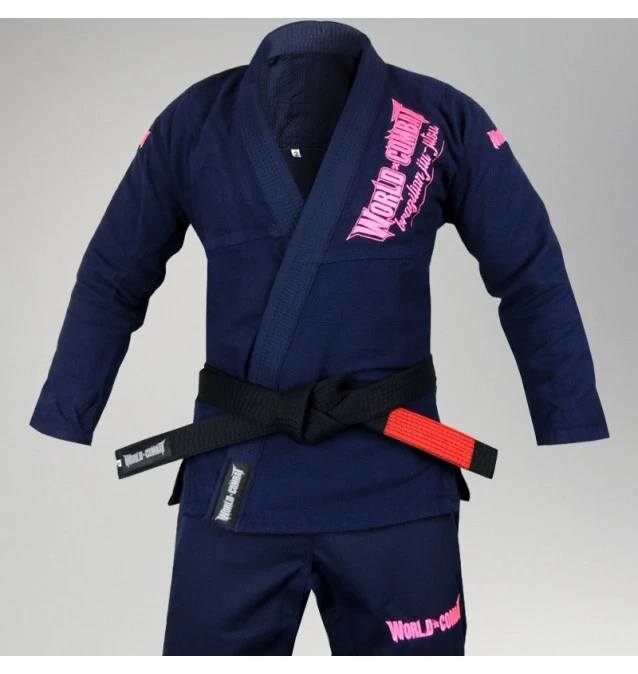 Kimono World Combat BJJ - Azul Marinho e Rosa
