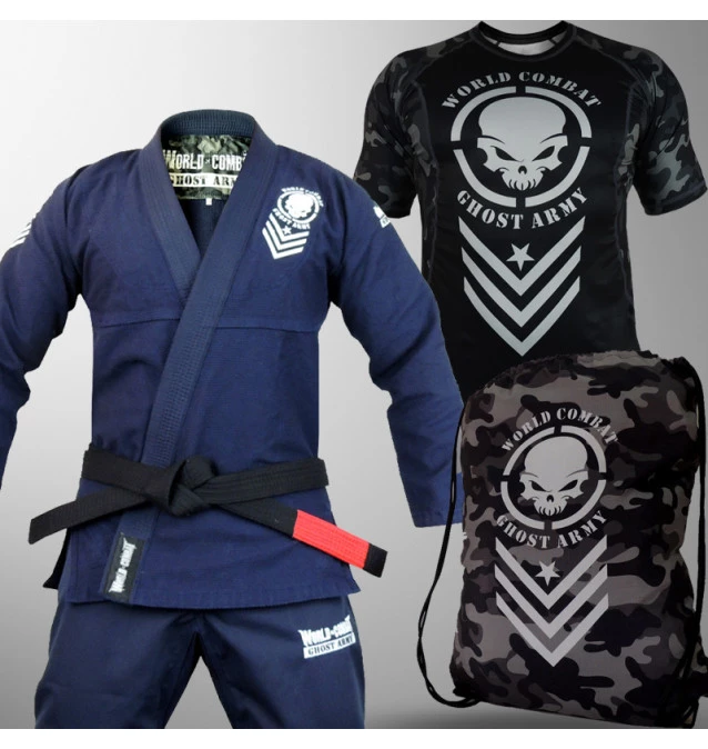 Kit: Kimono World Combat Ghost Army + Mochila World Combat Ghost Army + Rash Guard World Combat Ghost Army