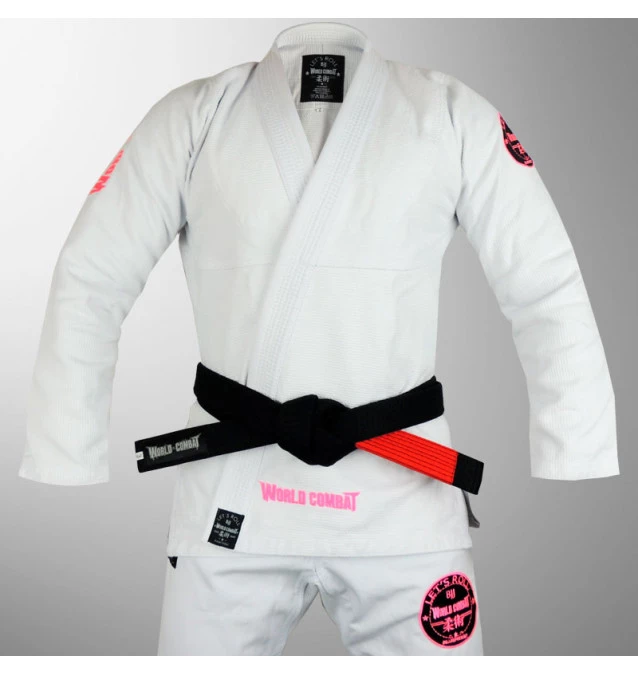 Kimono Feminino World Combat New Let's Roll - Branco e Rosa